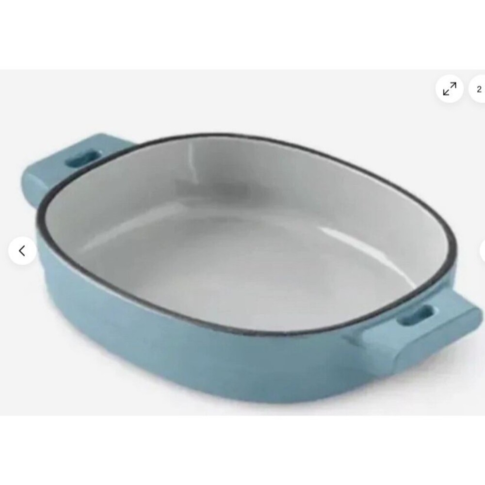 Pampered Chef New Blue 1 Quart Enameled Cast Iron Baker Casserole Pans Cookware